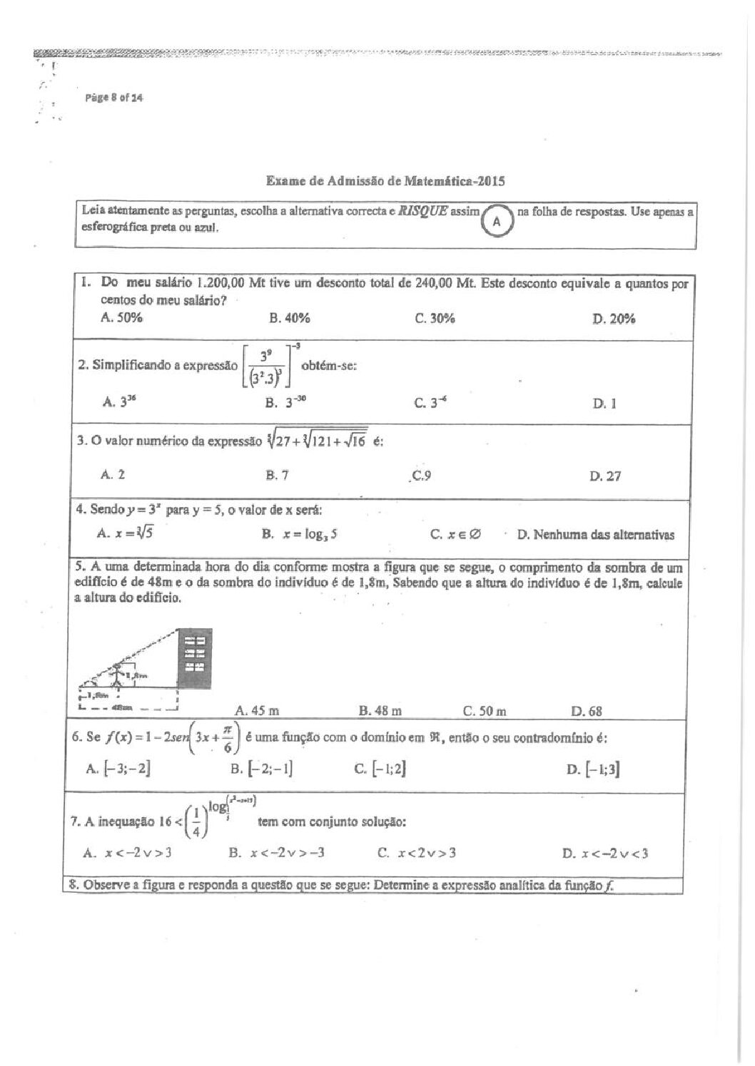 Matemática – 2015 da ACIPOL (Enunciado e Resolução do Exame de Admissão em PDF)