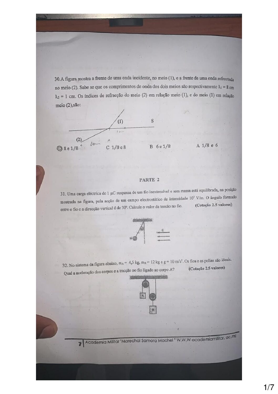 Física – 2025 da Academia Militar (Enunciado e Resolução do Exame de Admissão em PDF)