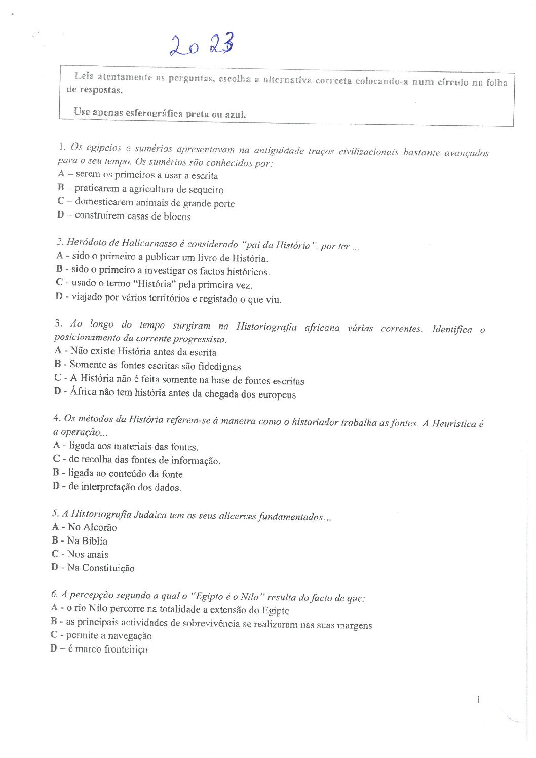 História – 2023 da ACIPOL (Enunciado e Resolução do Exame de Admissão em PDF)