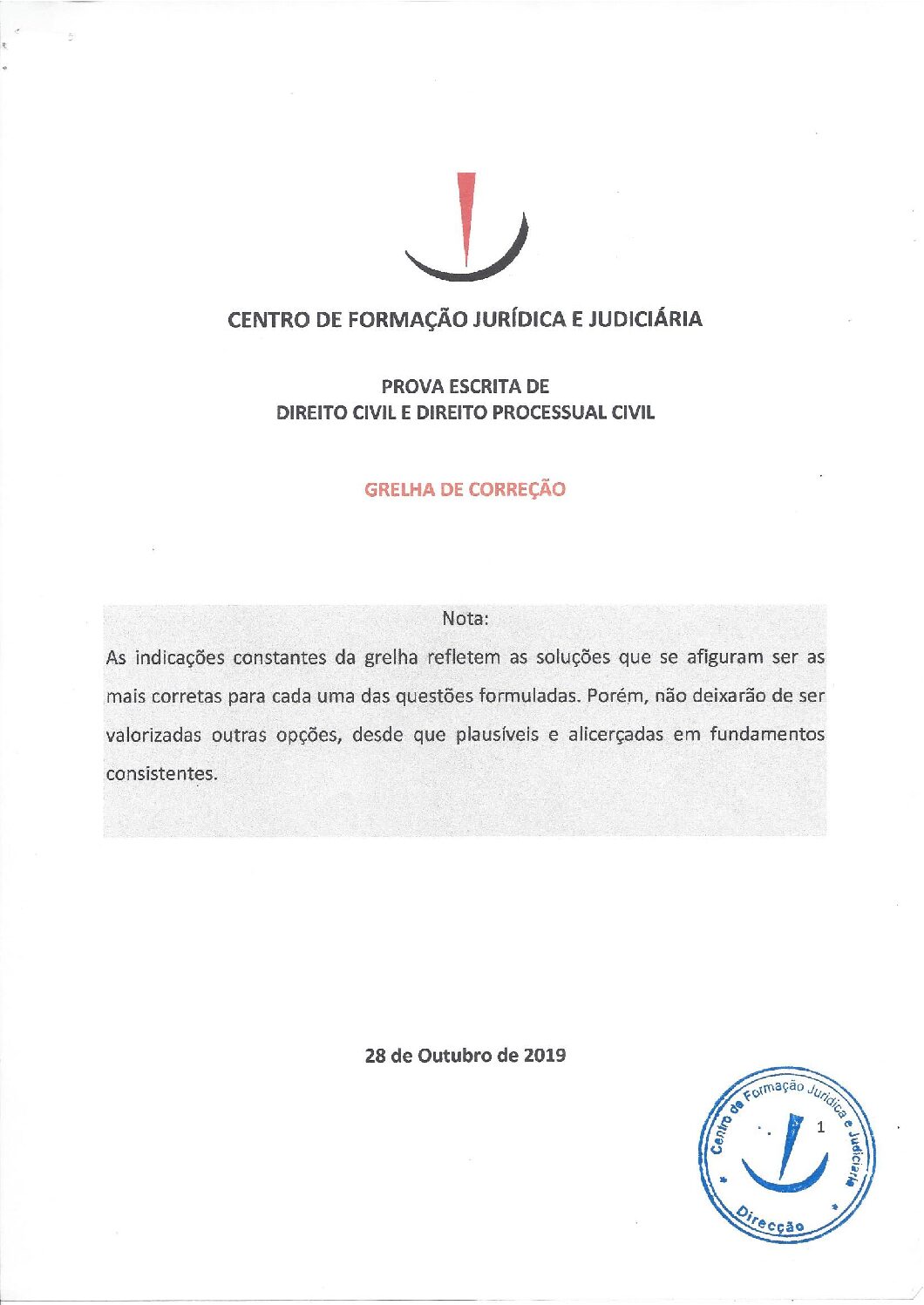 Direito Civil e Processual Civil – 2019 do CFJJ (Enunciado e Resolução do Exame de Admissão em PDF)