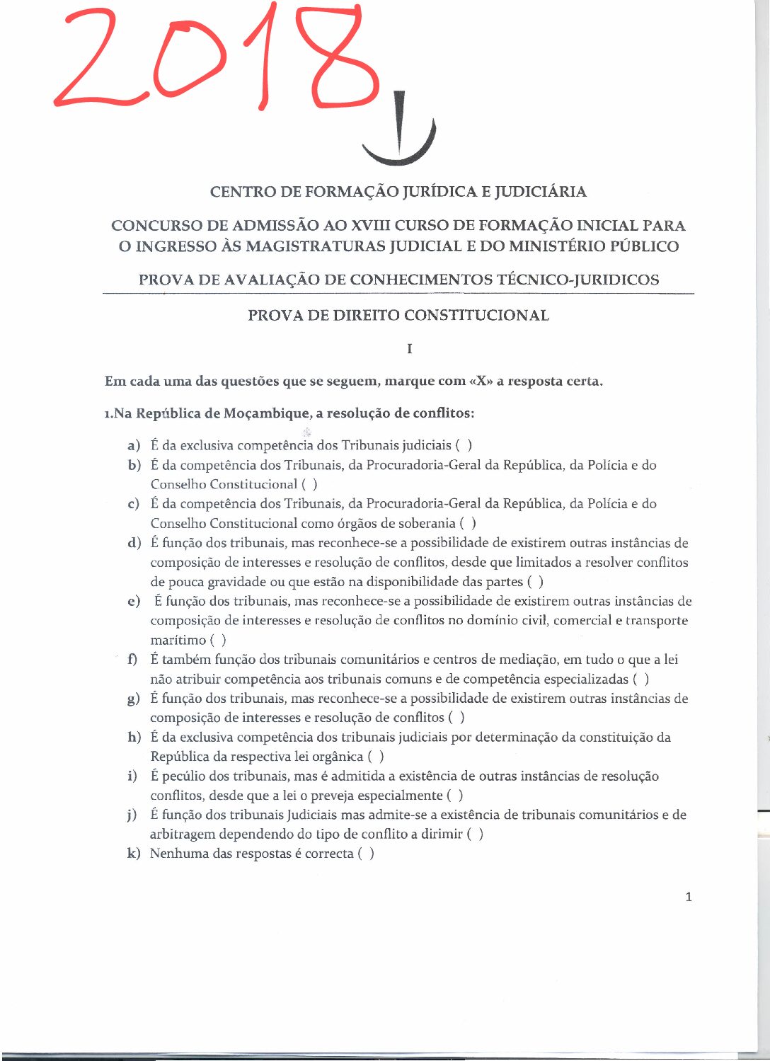 Direito Constitucional – 2018 do CFJJ (Enunciado e Resolução do Exame de Admissão em PDF)