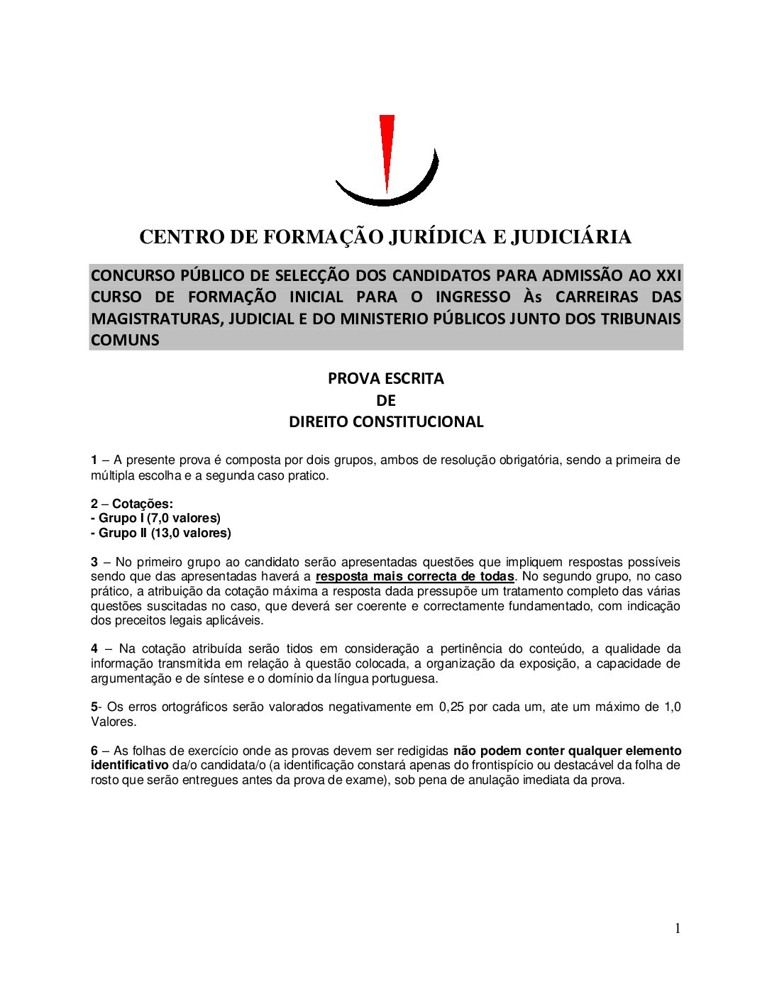 Direito Constitucional – 2021 do CFJJ (Enunciado e Resolução do Exame de Admissão em PDF)