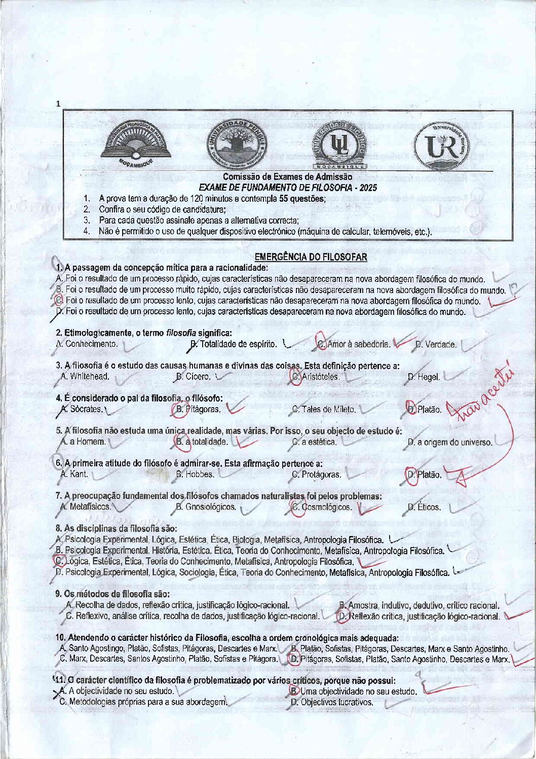 Filosofia – 2025 da UP (Enunciado e Resolução do Exame de Admissão em PDF)