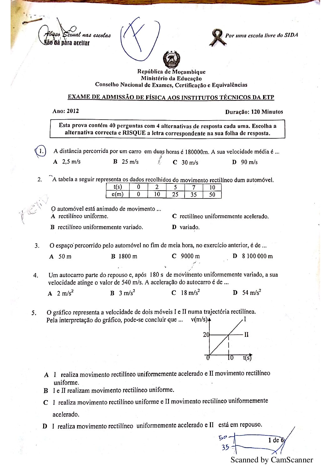 Física – 2012 do ETP (Enunciado e Resolução do Exame de Admissão em PDF)