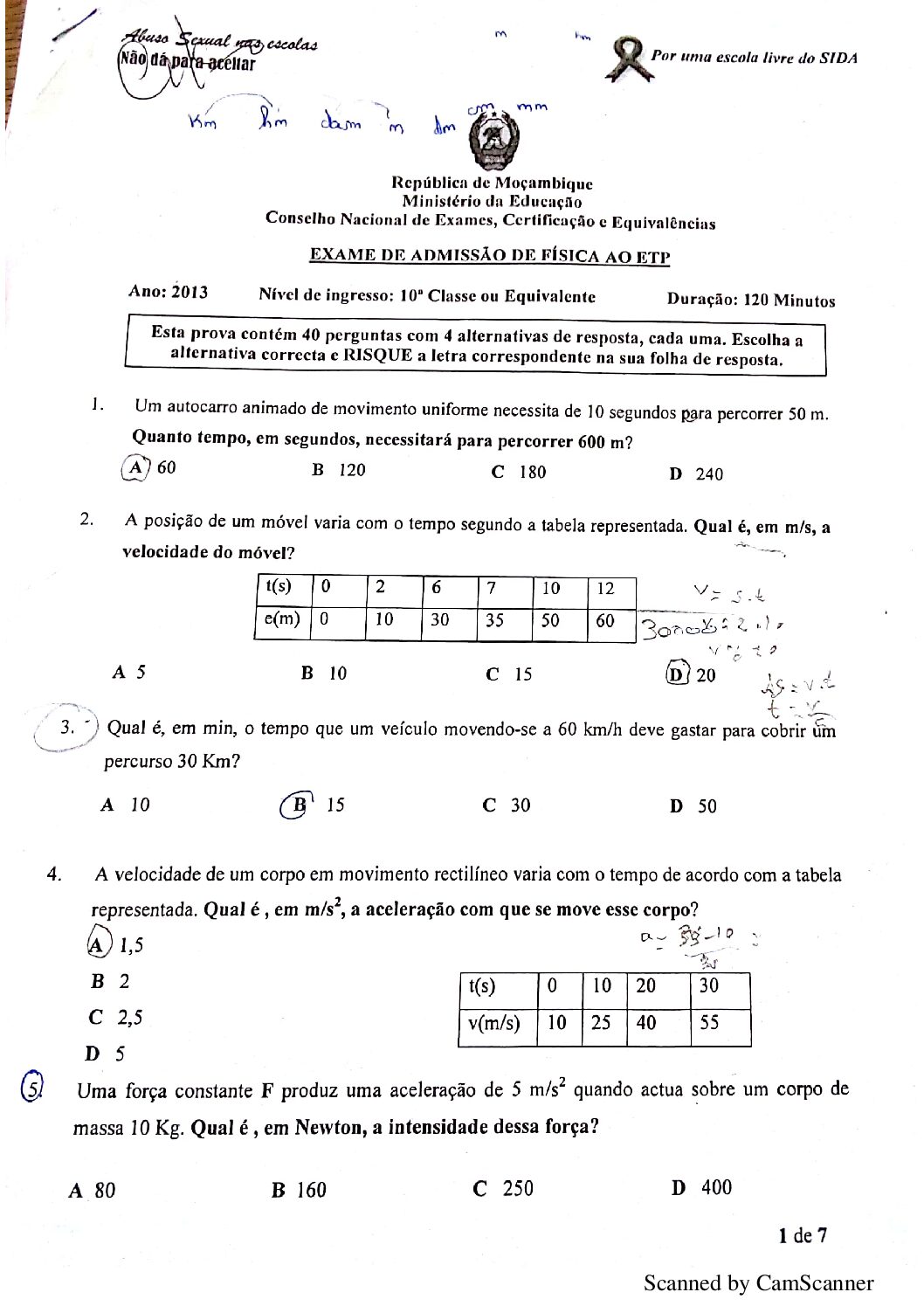 Física – 2013 do ETP (Enunciado e Resolução do Exame de Admissão em PDF)