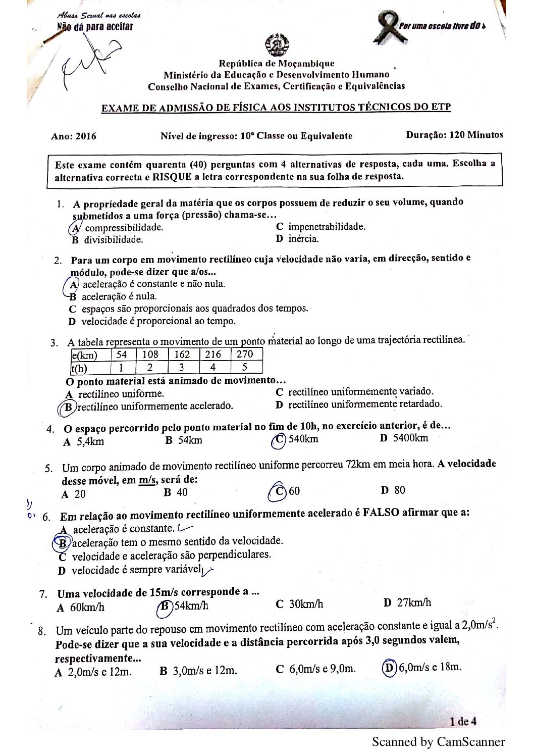 Física – 2016 do ETP (Enunciado e Resolução do Exame de Admissão em PDF)