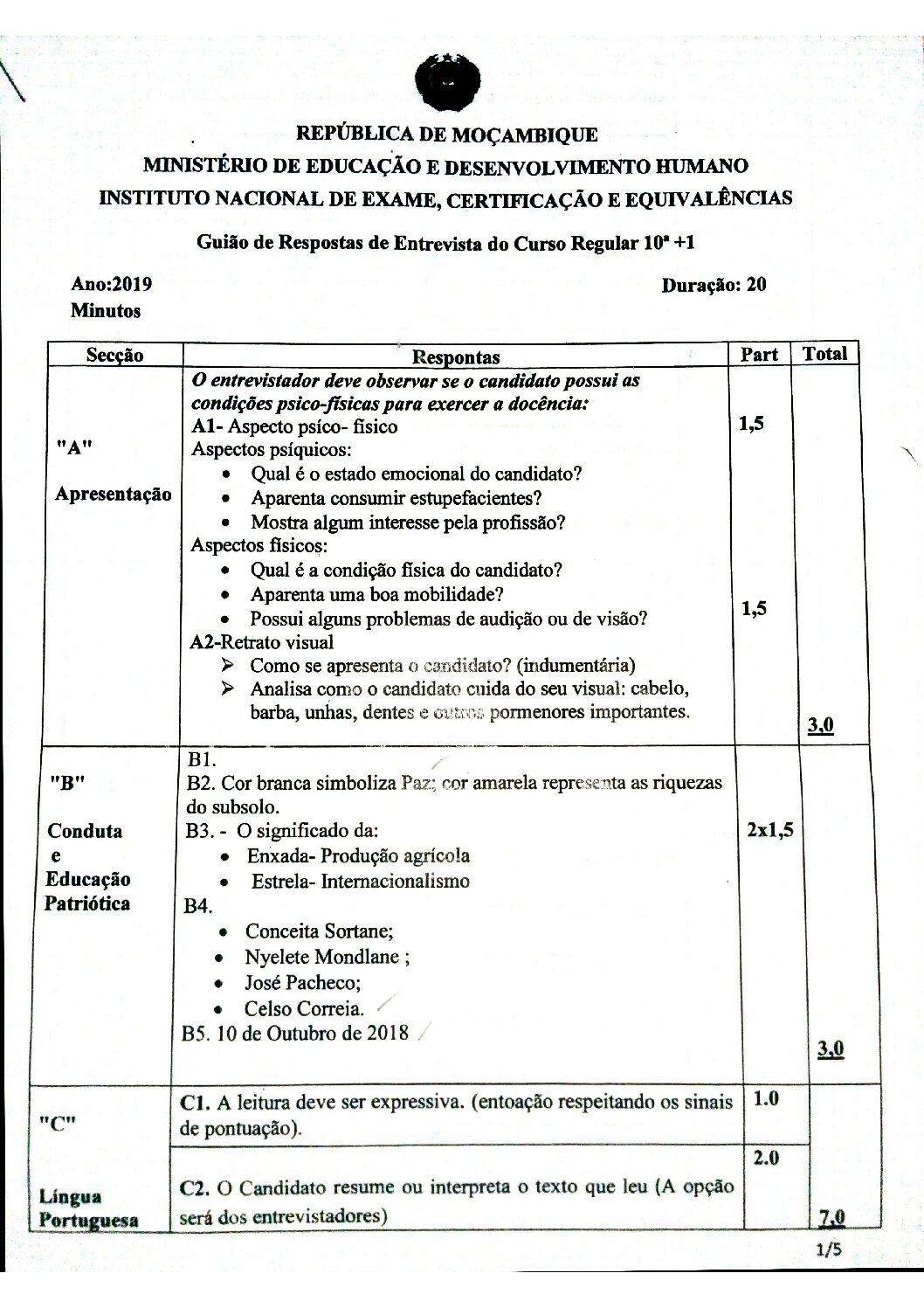 Entrevista – 2019 do IFP (Enunciado e Resolução do Exame de Admissão em PDF)