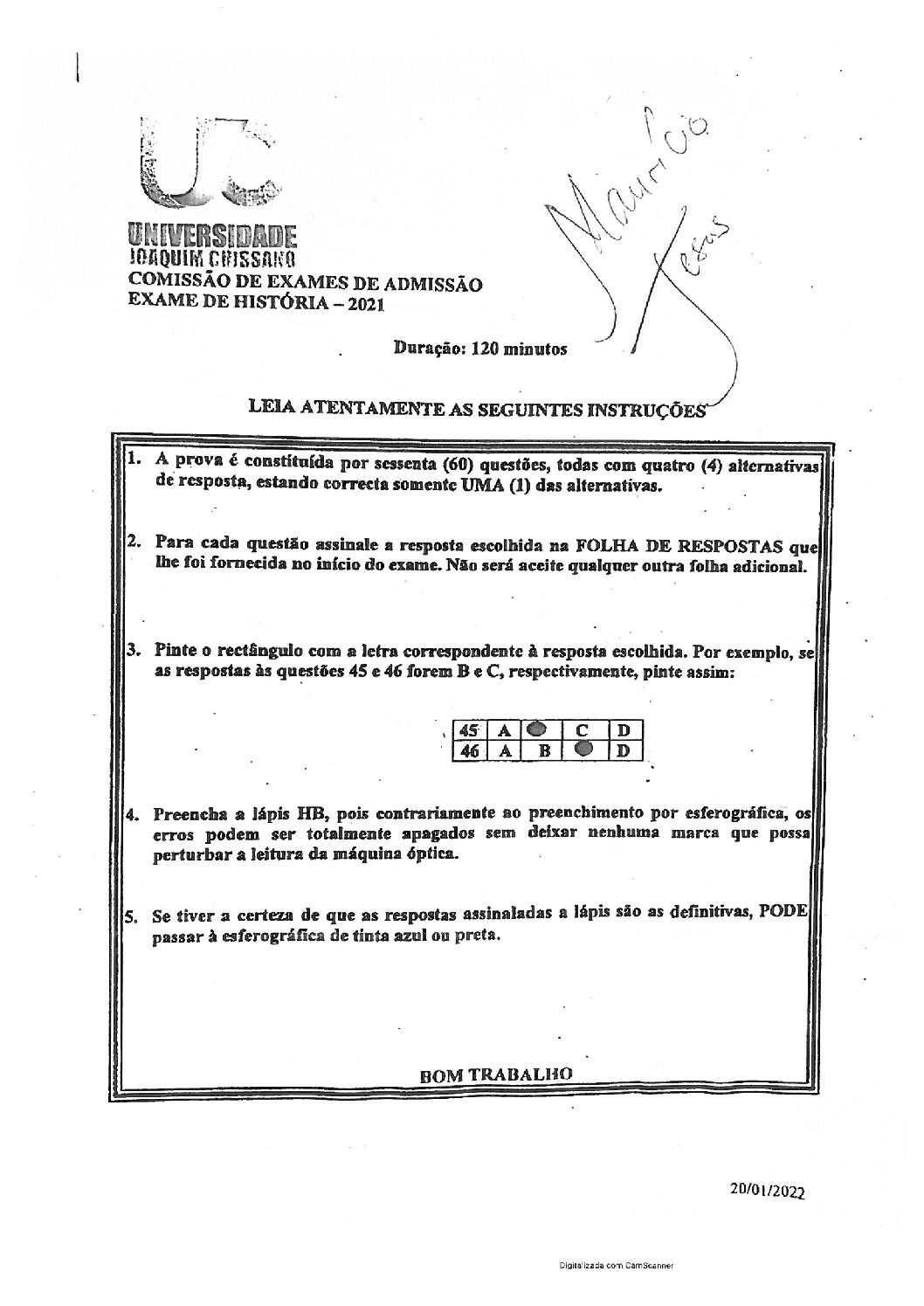 História – 2022 da UJC (Enunciado e Resolução do Exame de Admissão em PDF)