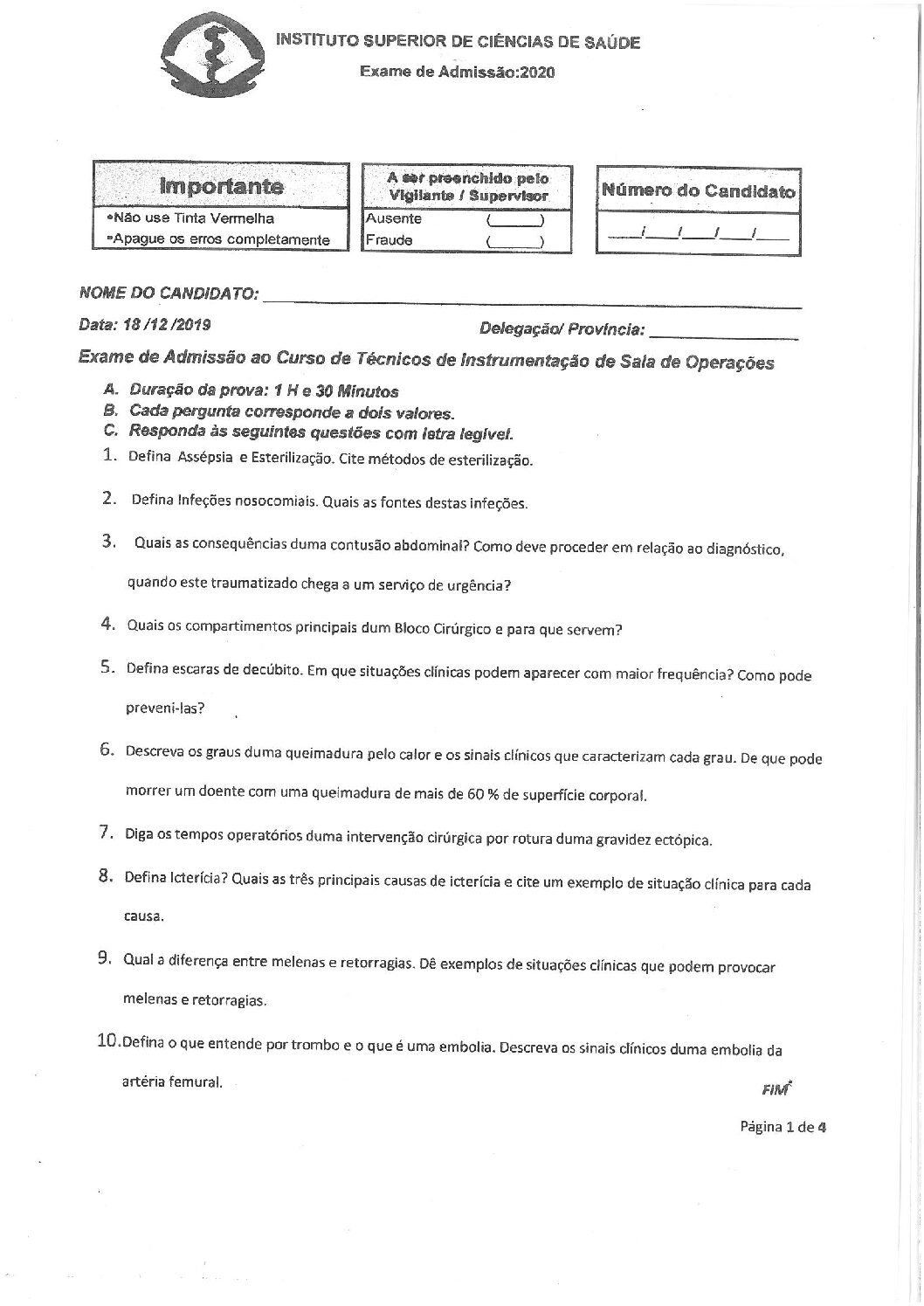 Instrumentação – 2020 do ISCISA (Enunciado e Resolução do Exame de Admissão em PDF)