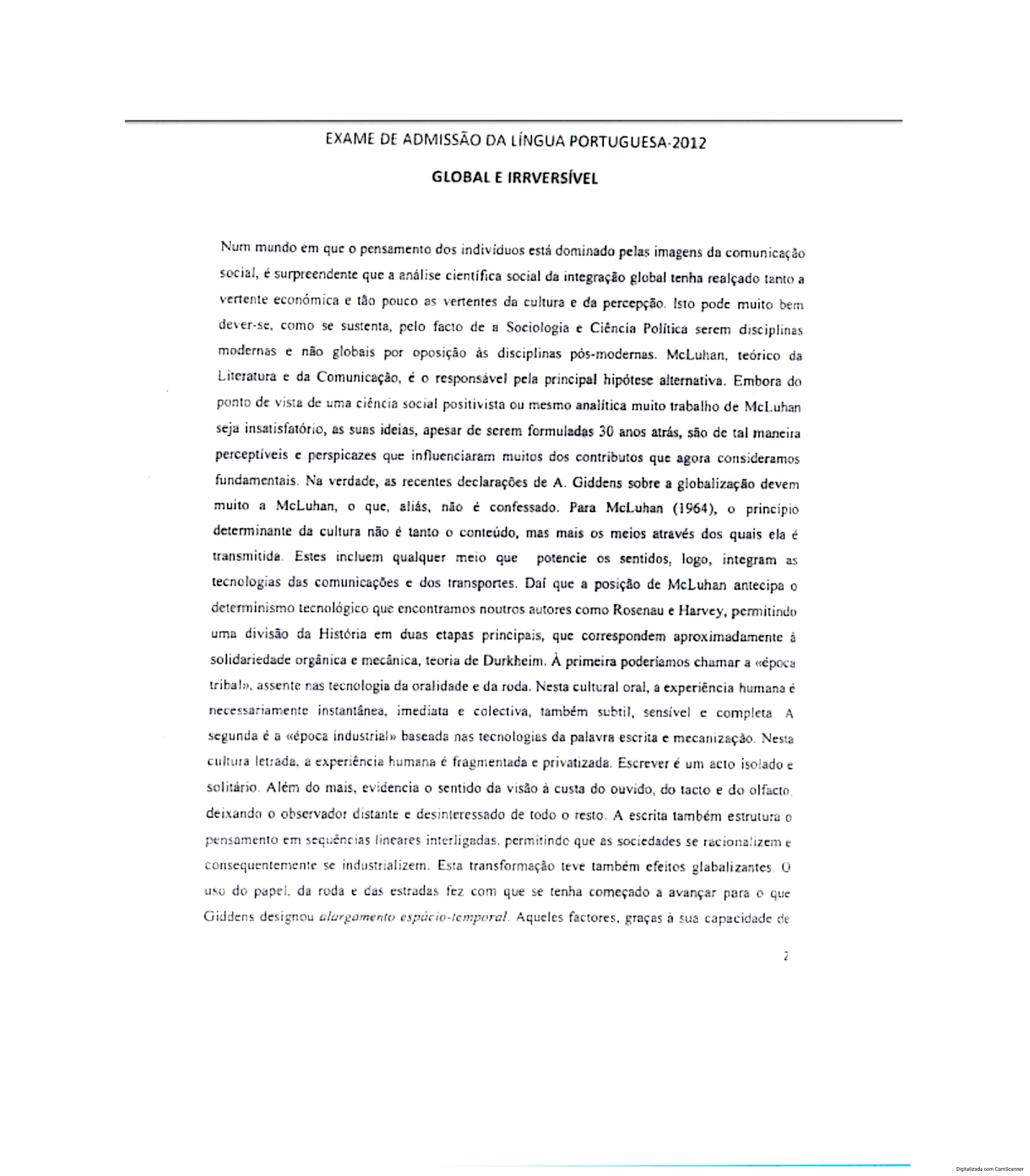 Português – 2012 da ACIPOL (Enunciado e Resolução do Exame de Admissão em PDF)