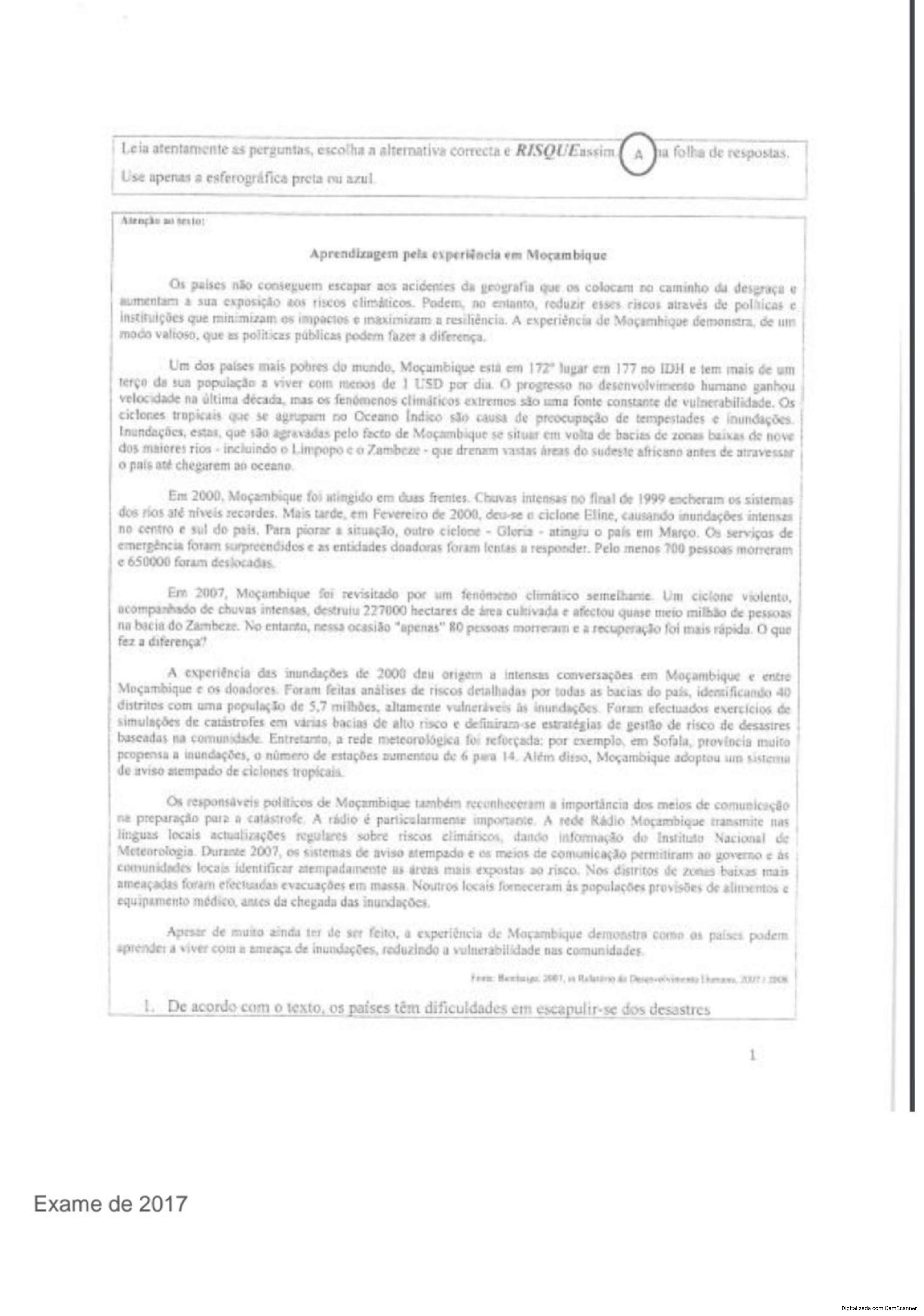 Português – 2017 da ACIPOL (Enunciado e Resolução do Exame de Admissão em PDF)