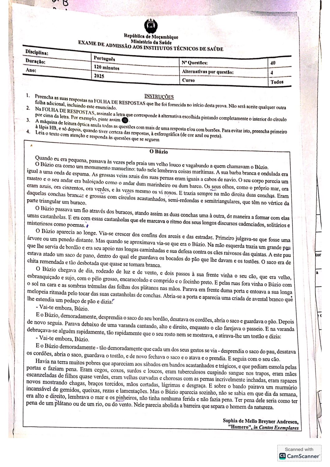 Português – 2025 do ICS (Enunciado e Resolução do Exame de Admissão em PDF)