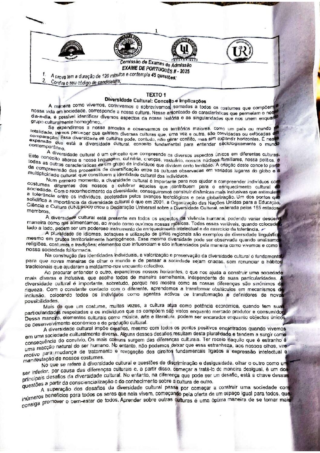 Português – 2025 (II) da UP (Enunciado e Resolução do Exame de Admissão em PDF)