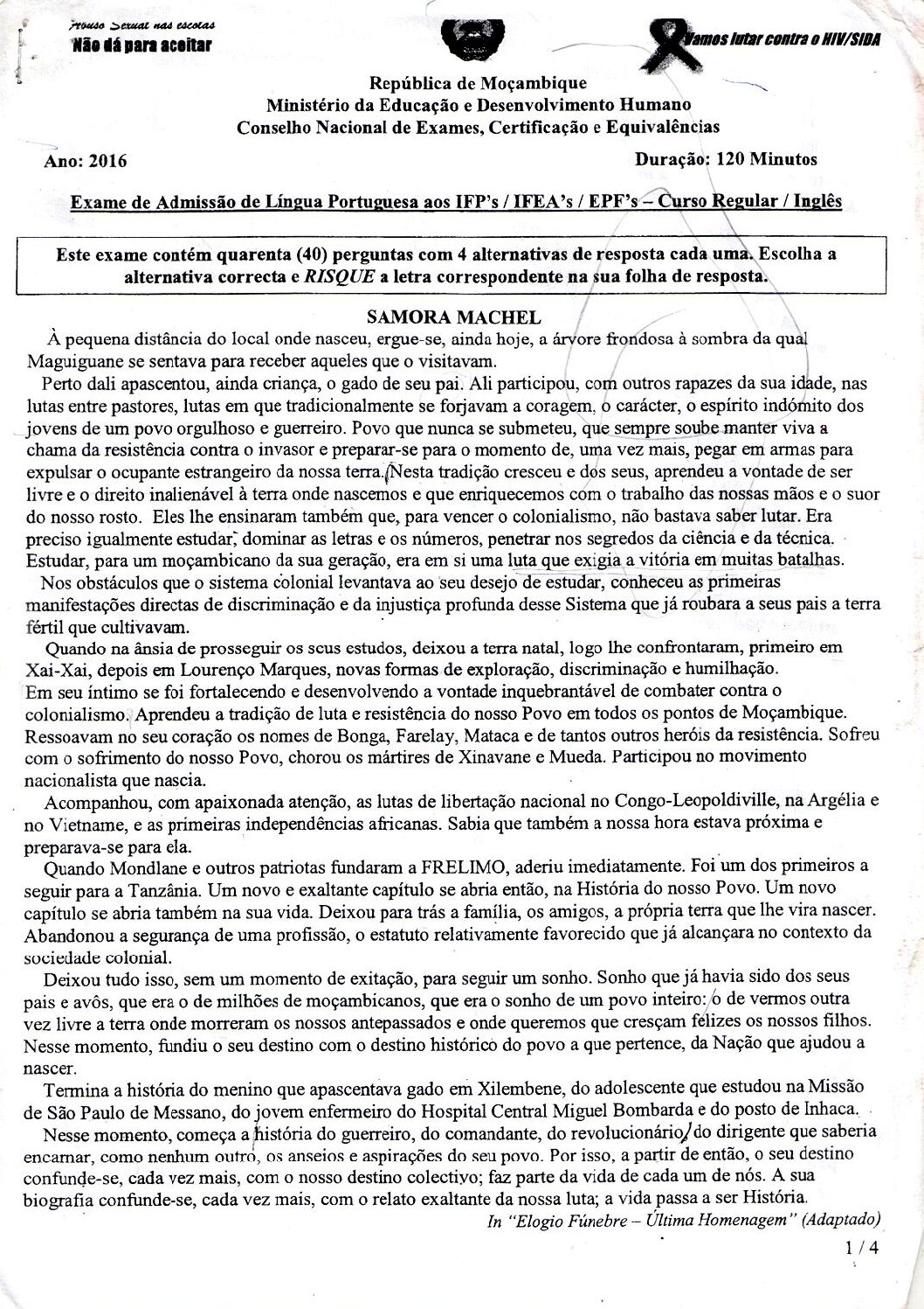 Português – 2016 do IFP (Enunciado e Resolução do Exame de Admissão em PDF)