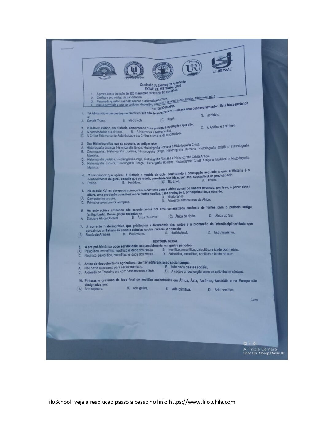 História – 2023 da UP (Enunciado e Resolução do Exame de Admissão em PDF)