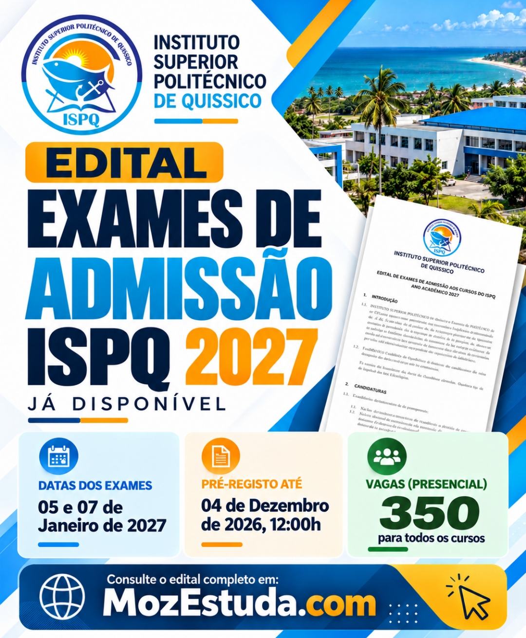 Edital ISPQ 2027 PDF – Exames de Admissão (Única Chamada)